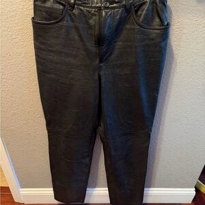 Jones New York Sport Black Leather Pants/Jeans size 10 straight leg 100% leather